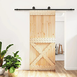 vidaXL Porte coulissante et kit de quincaillerie 90x210 cm pin massif