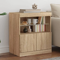 Maison Chic Commode Buffet - Meuble de rangement avec lumières LED chêne sonoma 60x37x67 cm -GKD25363