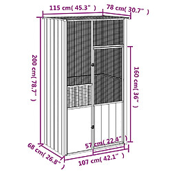 vidaXL Cage à oiseaux anthracite 115x78x200 cm acier galvanisé pas cher