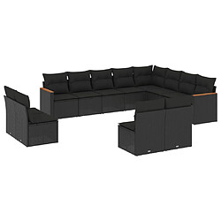 Maison Chic Salon de jardin 12 pcs avec coussins, Ensemble Tables et chaises d'extérieur noir résine tressée -GKD125949