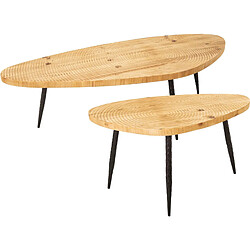 Antic Line Creations Set 2 tables gigognes en fer et bois Sun.