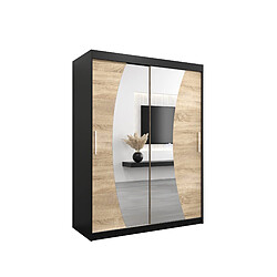 Abiks Meble Armoire Wave à portes coulissantes 200/150/62 2 portes (noir/sonoma)