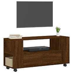 Avis Maison Chic Meuble TV scandinave - Banc TV pour salon chêne marron 102x34,5x43 cm bois d'ingénierie -MN54101