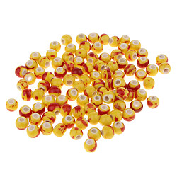 Avis 100x 8mm perles en céramique en vrac Charms pour fabrication de bijoux jaune et rouge