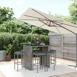 Maison Chic Ensemble de bar de jardin 7 pcs et coussins,Table + chaises + coussins d'extérieur gris poly rotin -GKD798336