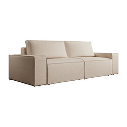 Avis Vente-Unique Canapé 4 places convertible en tissu texturé beige AMELIA