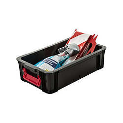 IRIS OHYAMA Lot de 4 boîtes de rangement empilables avec couvercle - Multi Box - MBX-4 - Noir, rouge et transparent - 4 L