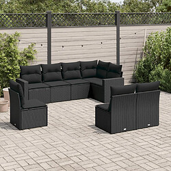 Maison Chic Salon de jardin 8 pcs avec coussins | Ensemble de Table et chaises | Mobilier d'Extérieur noir résine tressée -GKD38559