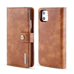 Wewoo Coque Etui en cuir Texture Flip détachable magnétique avec support et fentes pour cartes et portefeuille iPhone 11 Marron