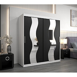 Abiks Meble Armoire Sewilla à portes coulissantes 200/180/62 2 portes (blanc/noir)