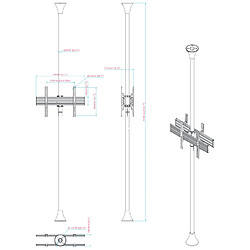 Acheter Kimex Support sol-plafond pour 2 écrans TV back to back 32'' - 75'' - Vesa 600x400