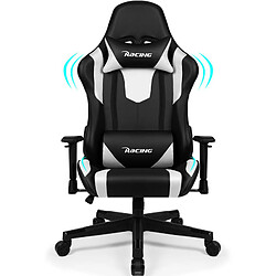 Lexzurn Chaise Gaming Résistant à 150kg, Fauteuil Gaming Inclinable 165°Châssis de l'Assise en Métal Revêtement Similicuir Réglages Ergonomiques Complets Blanc