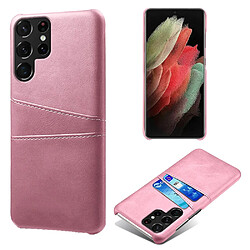 Coque en TPU + PU anti-rayures avec porte-cartes or rose pour votre Samsung Galaxy S22 Ultra 5G