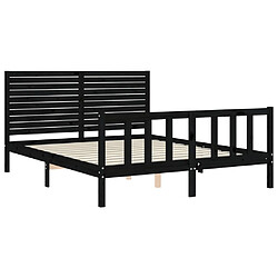 Maison Chic Cadre/structure de lit avec tête de lit pour adulte - Lit Moderne Chambre noir King Size bois massif -MN84272 pas cher