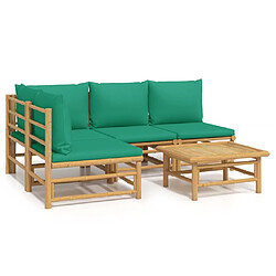 Maison Chic Salon de jardin 5 pcs + coussins - Mobilier/Meubles de jardin - Table et chaises d'extérieur vert bambou -MN71631