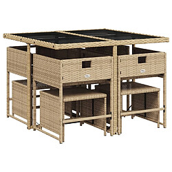 Avis Maison Chic Ensemble à manger d'extérieur 9 pcs avec coussins,Salon de jardin,Mobilier de jardin mélange beige -GKD183113