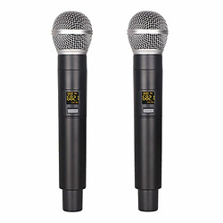 K2 Microphone Sans Fil Portable Double Canal Uhf Micro Dynamique À Fréquence Fixe Pour Karaoké Fête De Mariage Prise Ue