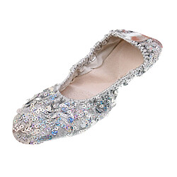 Avis Chaussures de danse du ventre semelles douces chaussures de performance de danse avec des paillettes l argent