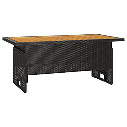 vidaXL Table de jardin noir 100x50x43/63 cm acacia et résine tressée