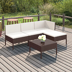 Maison Chic Salon de jardin 5 pcs + coussins - Mobilier/Meubles de jardin - Table et chaises d'extérieur Résine tressée Marron -MN72455