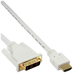 Câble HDMI-DVI, InLine®, HDMI mâle vers DVI 18 + 1 mâle, blanc / or, 5 m