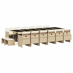 vidaXL Ensemble à manger de jardin et coussins 17 pcs beige