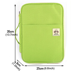 Acheter Wewoo Fournitures de bureau Multi-purpose Zipper vert Document Folder A4 sac de rangement