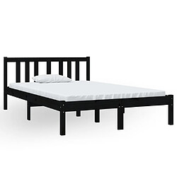 vidaXL Cadre de lit sans matelas noir bois massif 120x190 cm