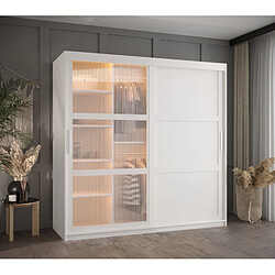 Abiks Meble Armoire Flutes 3 à Portes Coulissantes 200/180/62 2 Portes (blanc)