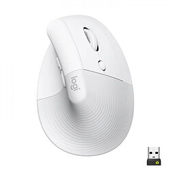 Souris Sans Fil Logitech Lift Ergonomique Verticale, Bluetooth ou récepteur USB Logi Bolt, Silencieuse - Blanc cassé