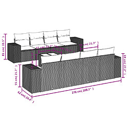 vidaXL Salon de jardin avec coussins 9 pcs marron résine tressée pas cher