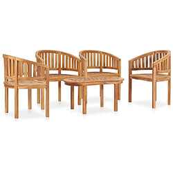 Avis Maison Chic Salon de jardin 5 pcs - Table et chaises d'extérieur - Mobilier/Meubles de jardin Moderne en forme de banane Bois de teck solide -MN26405