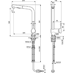 Ideal Standard - Mitigeur évier L jet multifonctions CERALOOK bec orientable chromé - BC178AA