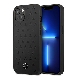 Mercedes Benz Coque arrière rigide cuir véritable pour iPhone 13 Mini -noir