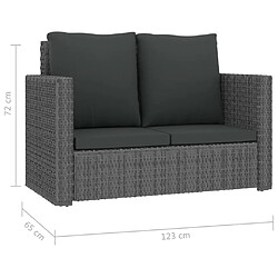 vidaXL Salon de jardin 2 pcs avec coussins Résine tressée Gris pas cher