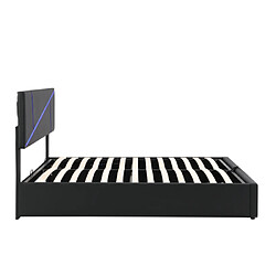 ComfortXL Lit Rembourré Confortable Avec Bandeaux Lumineux LED, 160 * 200 Cm, Noir pas cher