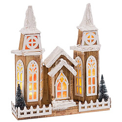 BigBuy Home Accesoires pour crèche de Noël Naturel Église 36 X 8 X 39 CM