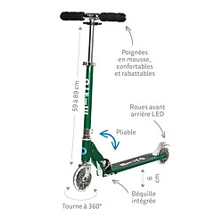 Trottinette enfant Micro Sprite Vert Sapin roues LED