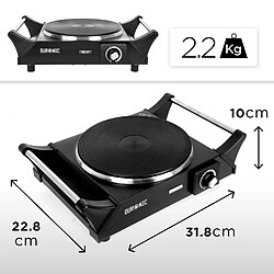 Avis Duronic HP1 BK Plaque de cuisson chauffante électrique avec foyer en fonte de 20 cm | 1500W | Compacte et mobile | Poignées ergonomiques | Thermostat | Cuisinière pour camping, camping-car, caravane