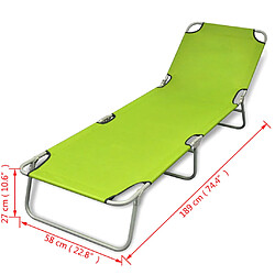 vidaXL Chaise longue pliable acier enduit de poudre vert pomme pas cher