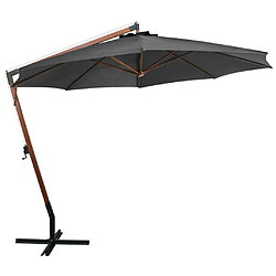 Helloshop26 Parasol suspendu avec mât 3,5 x 2,9 m bois de sapin anthracite 02_0008705