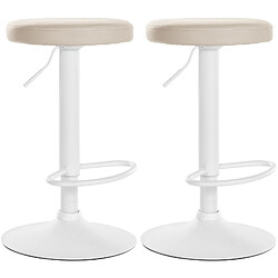 Decoshop26 Lot de 2 tabourets de bar design simple avec assise en synthétique crème et cadre métal blanc TDB10679