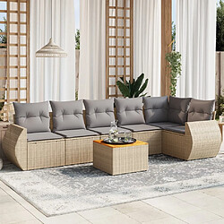 Maison Chic Salon de jardin avec coussins 7 pcs | Ensemble de Table et chaises | Mobilier d'Extérieur beige résine tressée -GKD99999