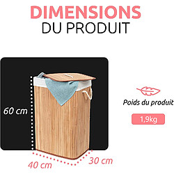 Avis MONMECD Panier à Linge Sale 72L Familial, Corbeille a Linge Rectangulaire Pliable, Couvercle, , Bambou, 40 cm x 30 cm x 60 cm, Marron