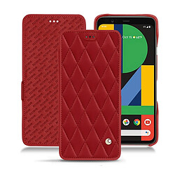 Housse cuir Google Pixel 4 - Rabat horizontal - Rouge - Couture ( Nappa - Pantone #d50032 ) - NOREVE