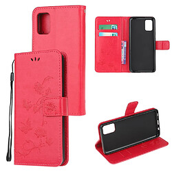 Etui en PU fleur de papillon rouge pour votre Samsung Galaxy A41 (Global Version)