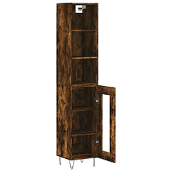 Avis vidaXL Buffet haut Chêne fumé 34,5x34x180 cm Bois d'ingénierie