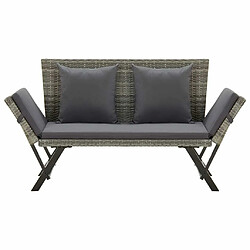 Maison Chic Banc de jardin avec coussins | Banquette de jardin | Chaise Relax 176 cm Gris Résine tressée -MN20407