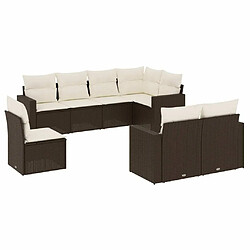 Maison Chic Ensemble Tables et chaises d'extérieur 8 pcs avec coussins,Salon de jardin marron résine tressée -GKD885158