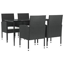 vidaXL Ensemble à manger de jardin 5 pcs noir résine tressée et acier